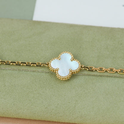 [Solara Jewelry]CLOVER  5 MOTIF WHITE MOP BRACELET