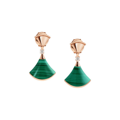 [Solara Jewelry]DREAM MALACHITE PINK GOLD EARRINGS