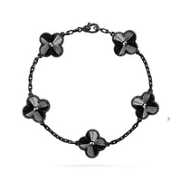 [Solara Jewelry]CLOVER 5 MOTIF BLACK BRACELET