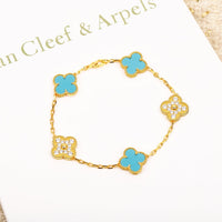 [Solara Jewelry]KLEE 5 MOTIV TÜRKIS DIAMANT GOLD ARMREIF