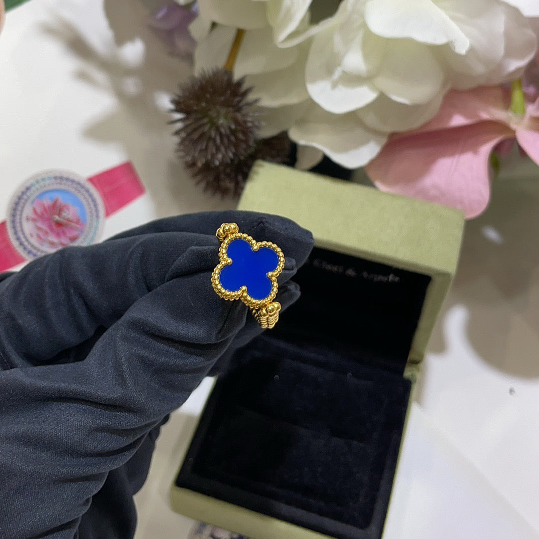 [Solara Jewelry]CLOVER RIVERSIBLE BLUE AGATE RING