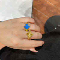 [Solara Jewelry]CLOVER RIVERSIBLE BLUE AGATE RING