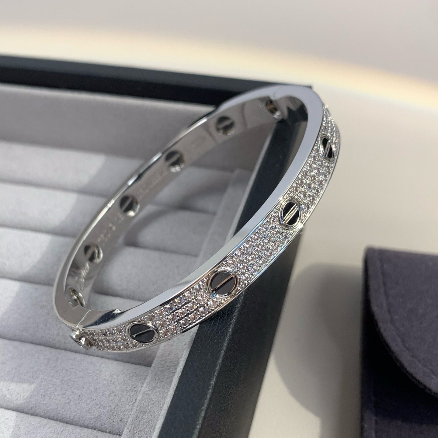 [Solara Jewelry]LOVE BRACELET 6.1MM DIAMOND-PAVED CERAMIC