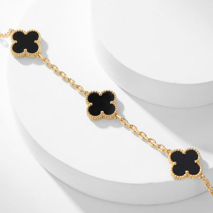 [Solara Jewelry]CLOVERS THE 10-MOTIFS ONYX NECKLACE