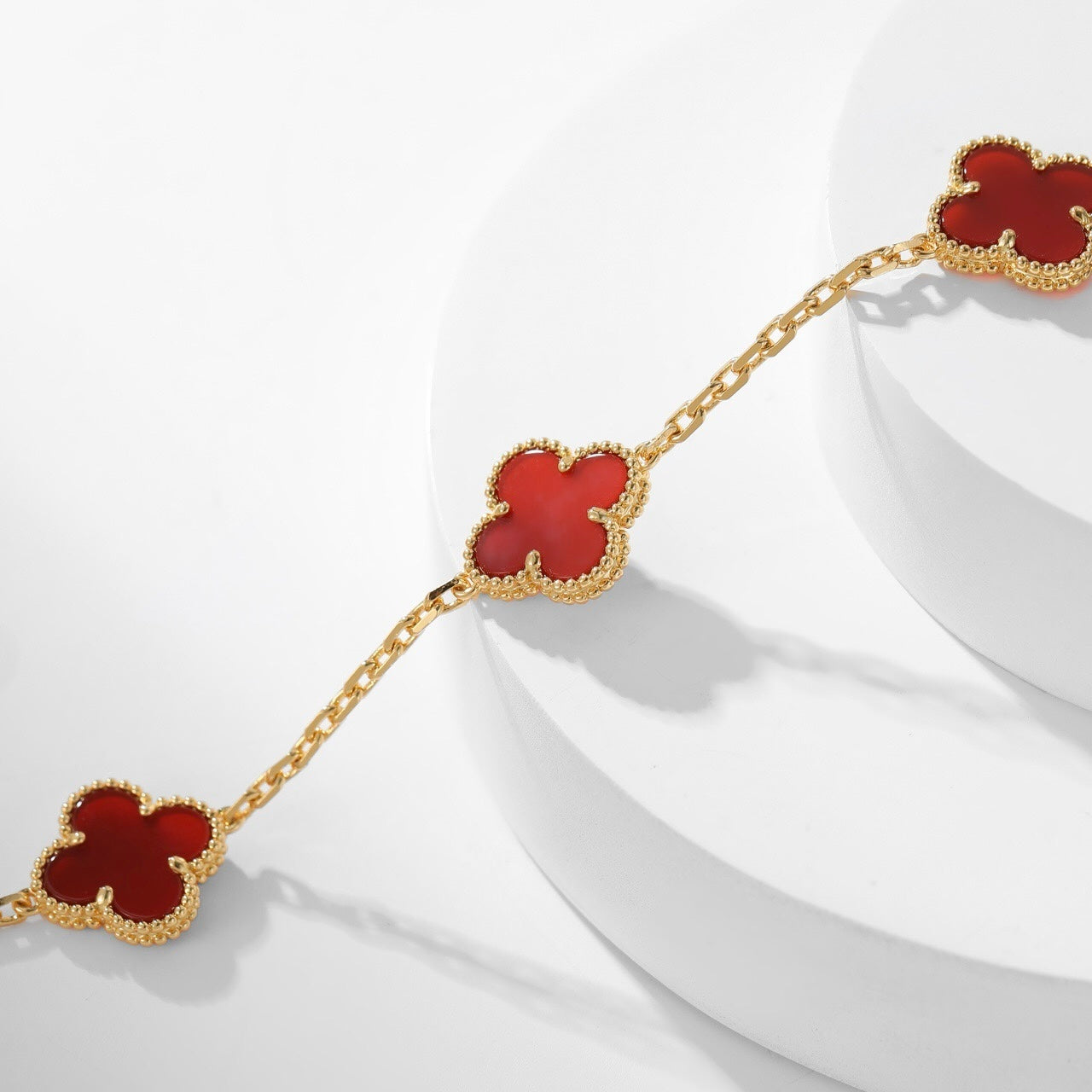 [Solara Jewelry]CLOVERS THE  10-MOTIFS CARNELIAN NECKLACE