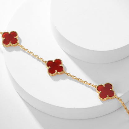 [Solara Jewelry]CLOVERS THE  10-MOTIFS CARNELIAN NECKLACE