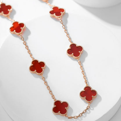 [Solara Jewelry]CLOVERS THE  10-MOTIFS CARNELIAN NECKLACE