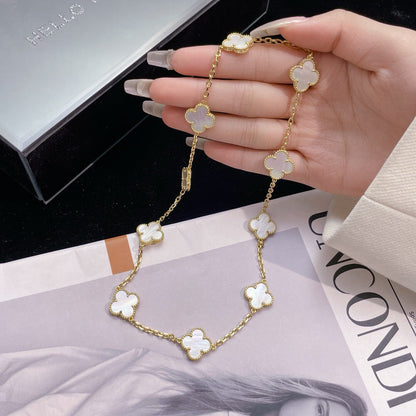[Solara Jewelry]CLOVERS THE 10-MOTIFS WHITE MOTHER OF PEARL NECKLACE