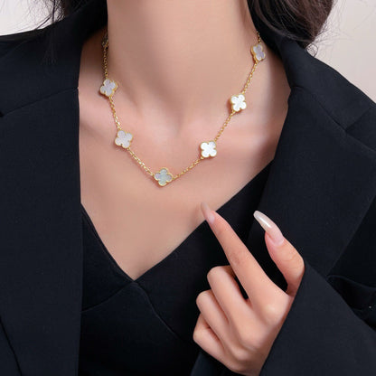 [Solara Jewelry]CLOVERS THE 10-MOTIFS WHITE MOTHER OF PEARL NECKLACE