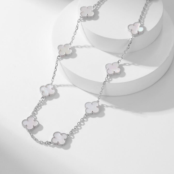 [Solara Jewelry]CLOVERS THE 10-MOTIFS WHITE MOTHER OF PEARL NECKLACE