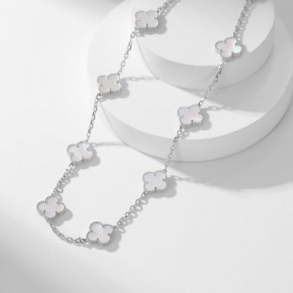 [Solara Jewelry]CLOVERS THE 10-MOTIFS WHITE MOTHER OF PEARL NECKLACE