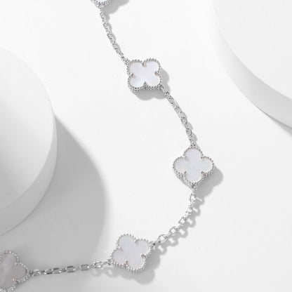 [Solara Jewelry]CLOVERS THE 10-MOTIFS WHITE MOTHER OF PEARL NECKLACE