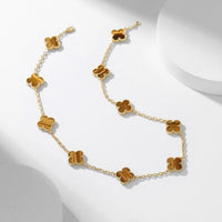[Solara Jewelry]CLOVERS THE 10-MOTIFS TIGER EYE NECKLACE