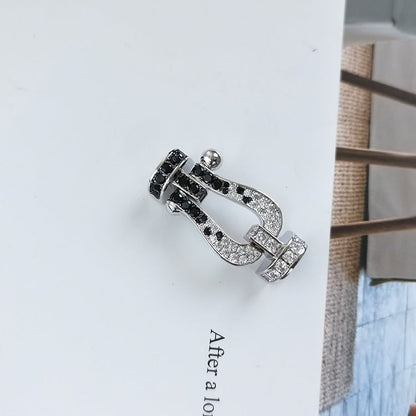 [Solara Jewelry]FORCE LARGE HORSESHOE BLACK WHITE DIAMOND BRACELET SILVER