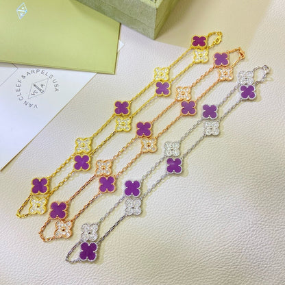[Solara Jewelry]CLOVER 10 MOTIFS  PURPLE VIOLET DIAMOND NECKLACE