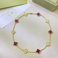 [Solara Jewelry]CLOVER 10 MOTIFS  PURPLE VIOLET DIAMOND NECKLACE
