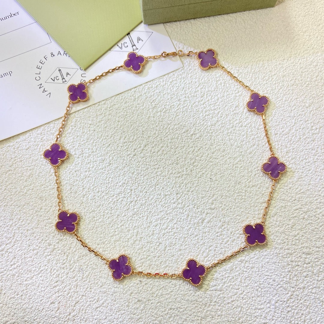 [Solara Jewelry]CLOVER 10 MOTIFS  PURPLE VIOLET  NECKLACE