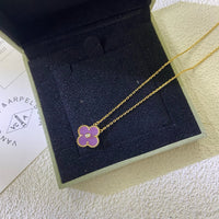[ソララジュエリー]クローバー 15mm ダイヤモンド パープルバイオレットネックレス