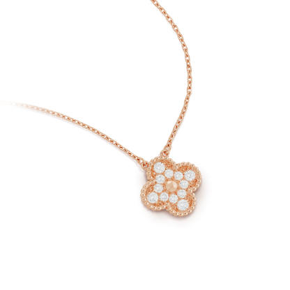 [Solara Jewelry]CLOVER 15MM DIAMOND SINGLE FLOWER NECKLACE