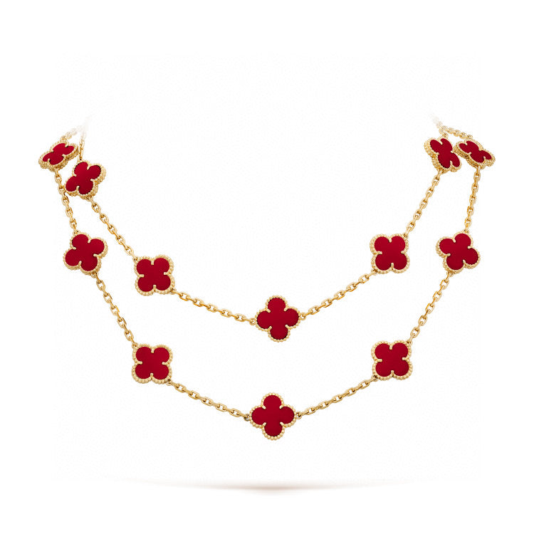 [Solara Jewelry]CLOVER 20 MOTIFS CARNELIAN NECKLACE