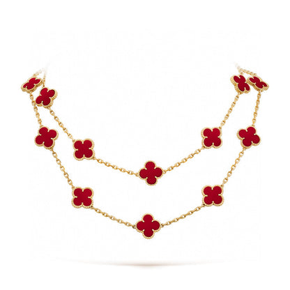 [Solara Jewelry]CLOVER 20 MOTIFS CARNELIAN NECKLACE