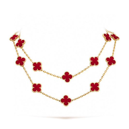 [Solara Jewelry]CLOVER 20 MOTIFS CARNELIAN NECKLACE