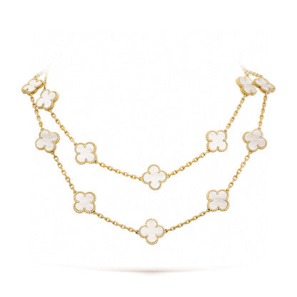 [Solara Jewelry]CLOVER 20 MOTIFS WHITE MOP NECKLACE