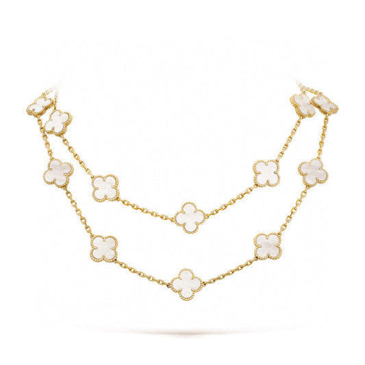 [Solara Jewelry]CLOVER 20 MOTIFS WHITE MOP NECKLACE