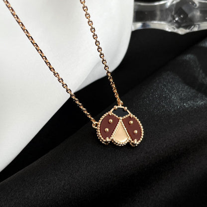 [Solara Jewelry]LUCKY  CARNELIANS LADYBUG NECKLACE