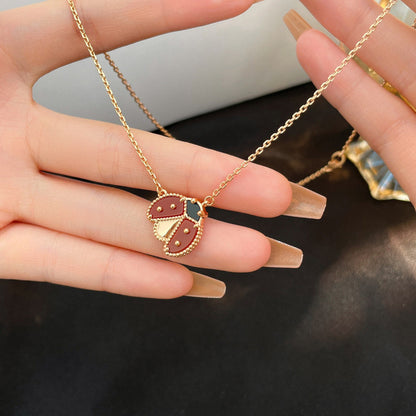 [Solara Jewelry]LUCKY  CARNELIANS LADYBUG NECKLACE