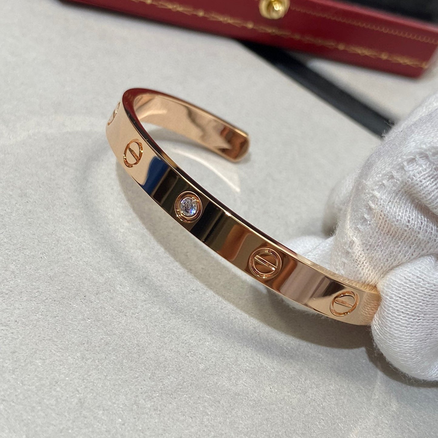 [Solara Jewelry]LOVE BRACELET 6.1MM 1 DIAMOND OPEN CUFF