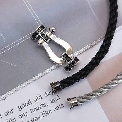 [Solara Jewelry]FORCE LARGE HORSESHOE BLACK DIAMOND BRACELET SILVER