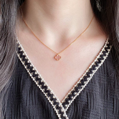 [Solara Jewelry]CLOVER 15MM PINK MOTHER-OF-PEARL SINGLE FLOWER NECKLACE