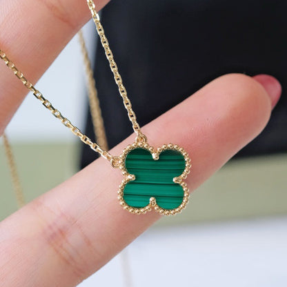 [Solara Jewelry]CLOVER 15MM MALACHITE SINGLE FLOWER  NECKLACE