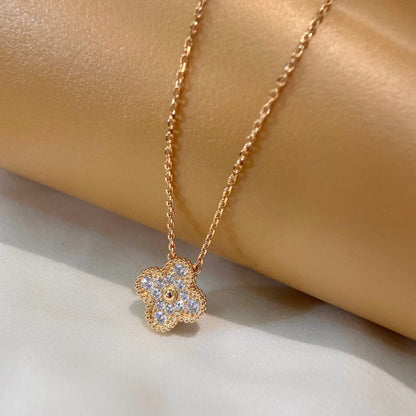 [Solara Jewelry]CLOVER 15MM DIAMOND SINGLE FLOWER NECKLACE