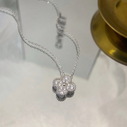 [Solara Jewelry]CLOVER 15MM DIAMOND SINGLE FLOWER NECKLACE