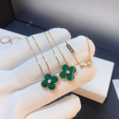 [Solara Jewelry]CLOVER 15MM DIAMOND TURQUOISE NECKLACE