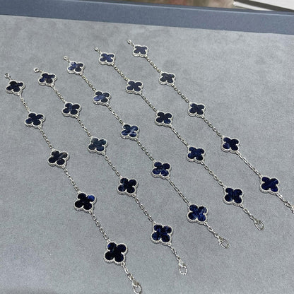[Solara Jewelry]CLOVER 5 MOTIF PIETERSITE SILVER BRACELET