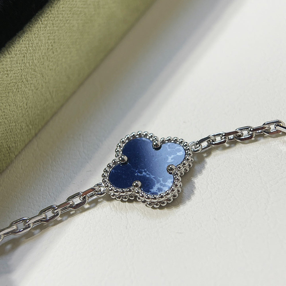[Solara Jewelry]CLOVER 5 MOTIF PIETERSITE SILVER BRACELET