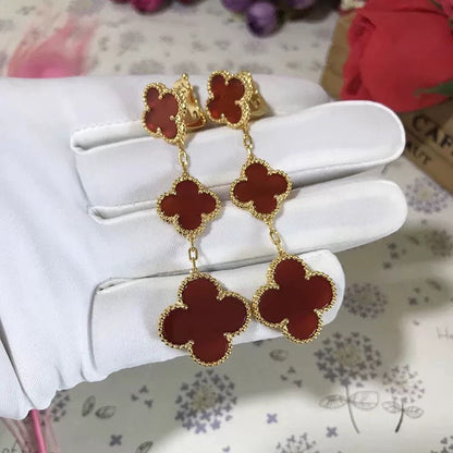 [Solara Jewelry]CLOVER 3 MOTIF CARNELIAN DROP EARRINGS