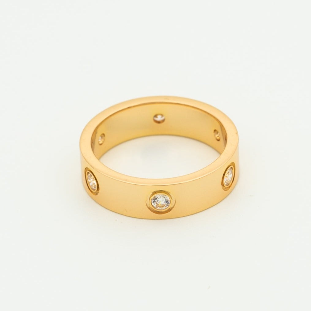 [Solara Jewelry]LOVE RING 5.5MM 6 DIAMONDS PINK GOLD