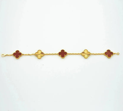 [Solara Jewelry]CLOVER  5 MOTIFS CARNELIAN GOLD BRACELET