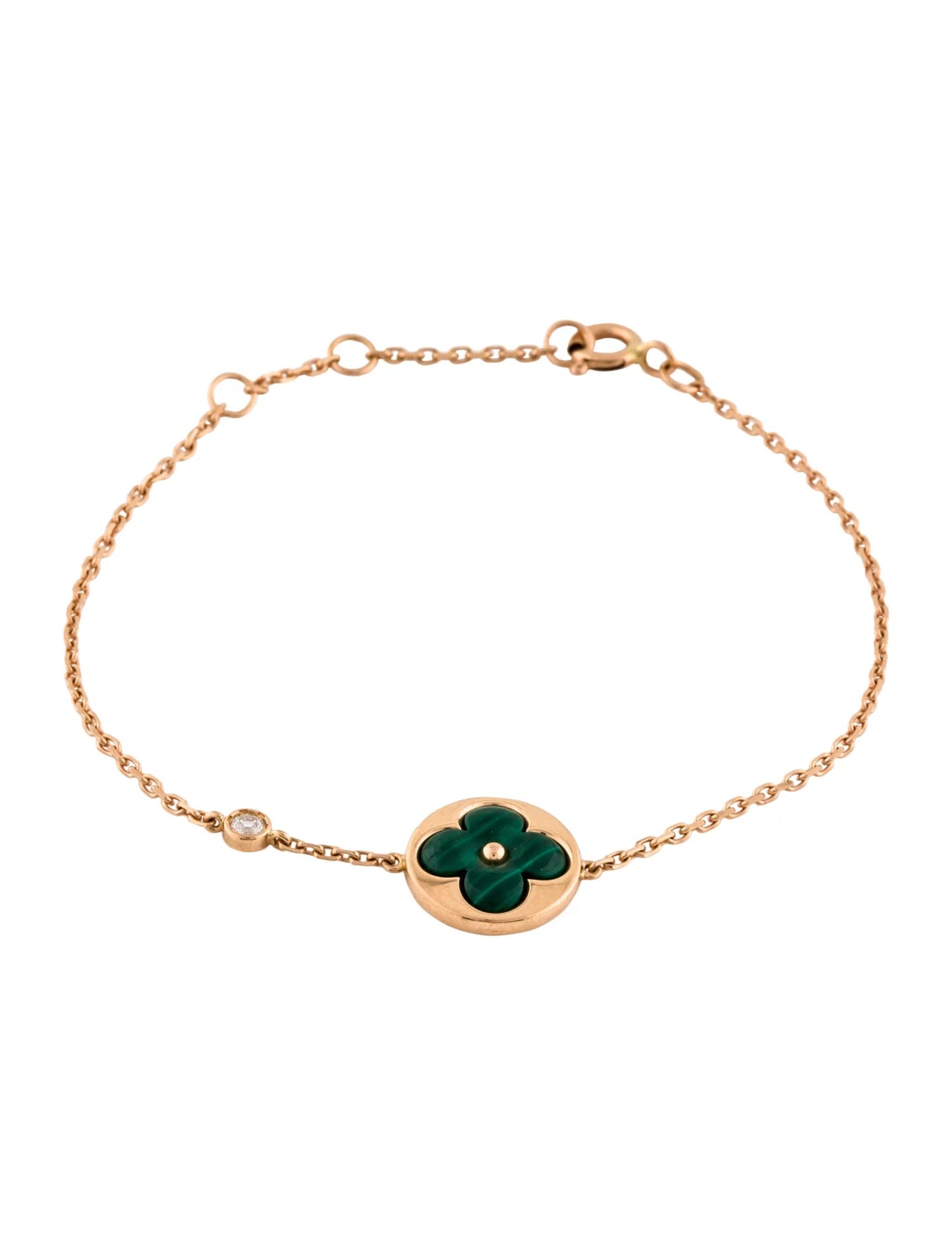 [Solara Jewelry]SUN MALACHITE 1 DIAMOND PINK GOLD BRACELET