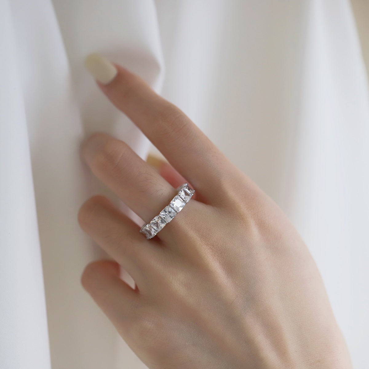 [Solara Jewelry]Elegant Princess Cut Tennis Ring