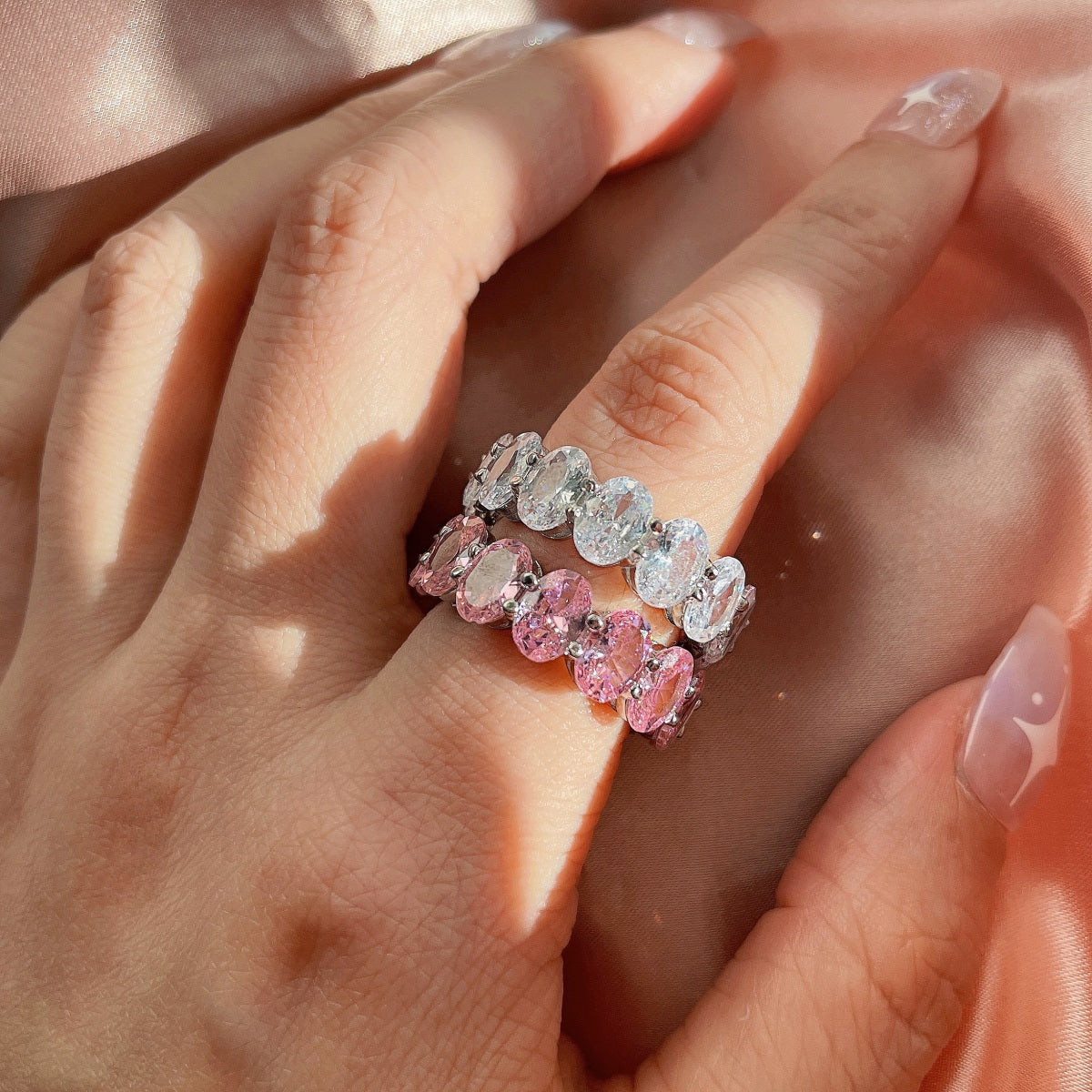 [Solara Jewelry]Dainty Elongated Cushion Cut Tennis Ring