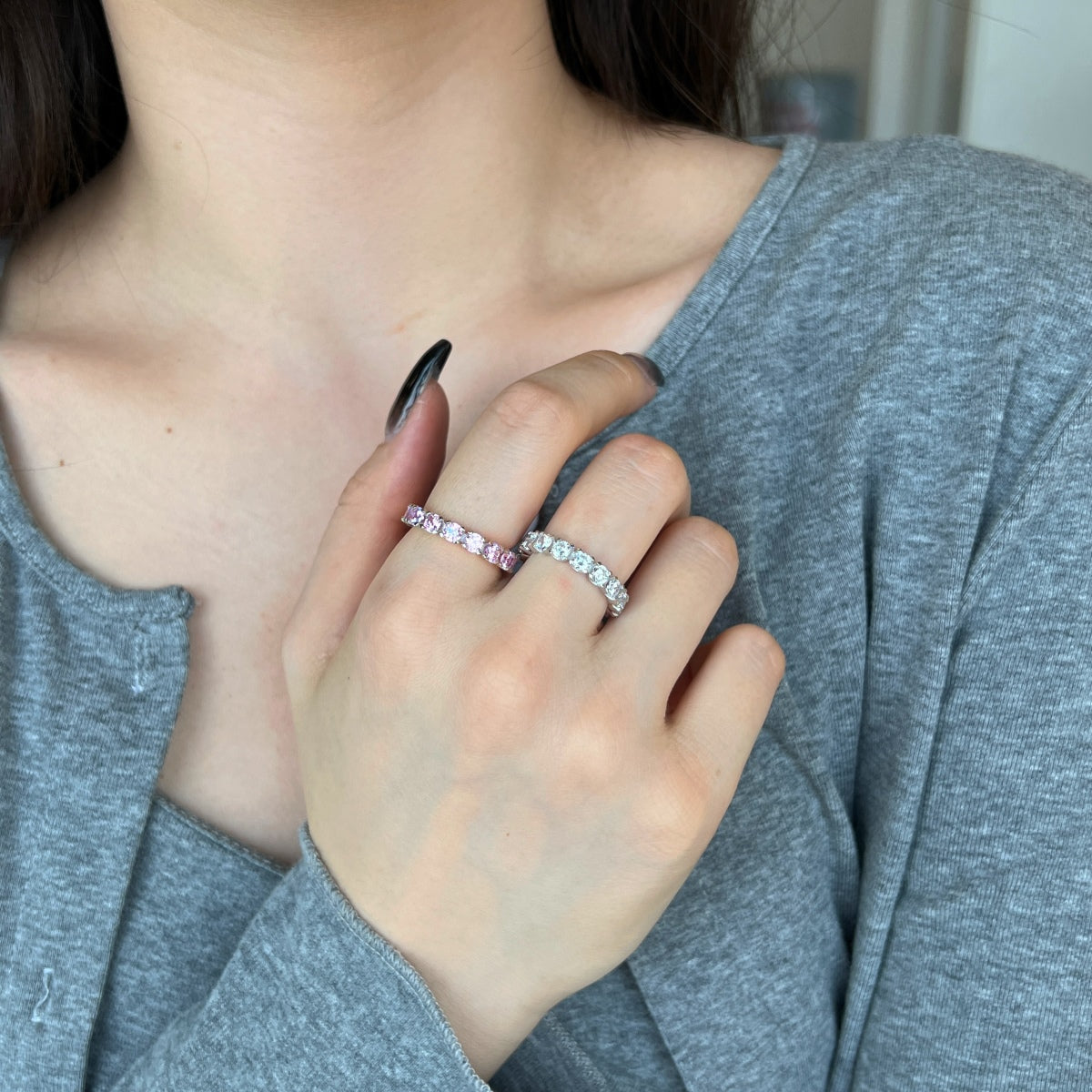 [Solara Jewelry]Eternity Round Cut Tennis Ring