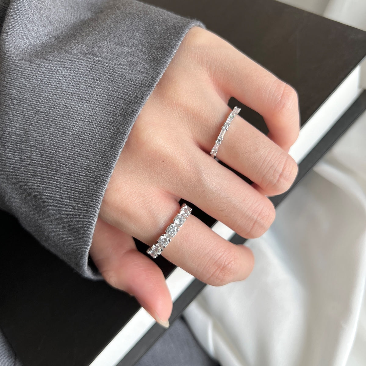 [Solara Jewelry]Eternity Round Cut Tennis Ring