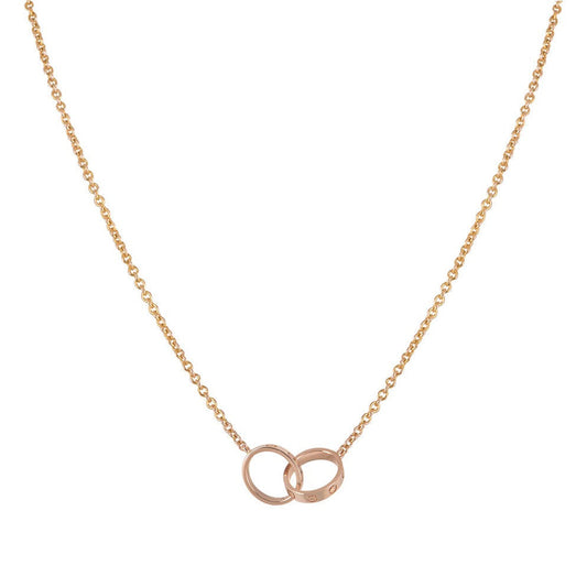 [Solara Jewelry]LOVE NECKLACE DOUBLE RING PINK GOLD