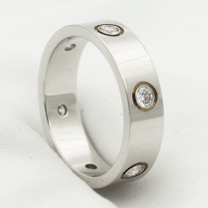 [Solara Jewelry]LOVE RING 5.5MM 6 DIAMONDS SILVER