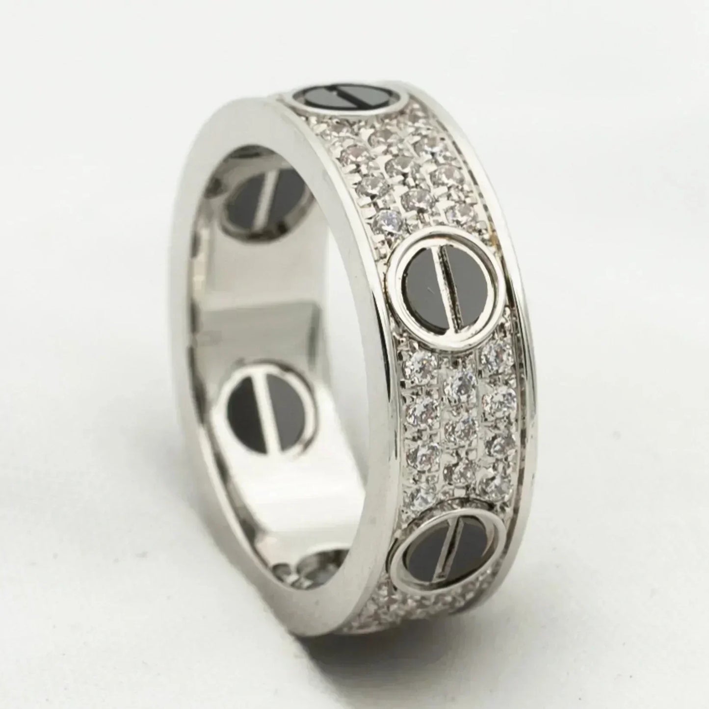 [Solara Jewelry]LOVE RING 5.5MM DIAMONDS PAVED CERAMIC